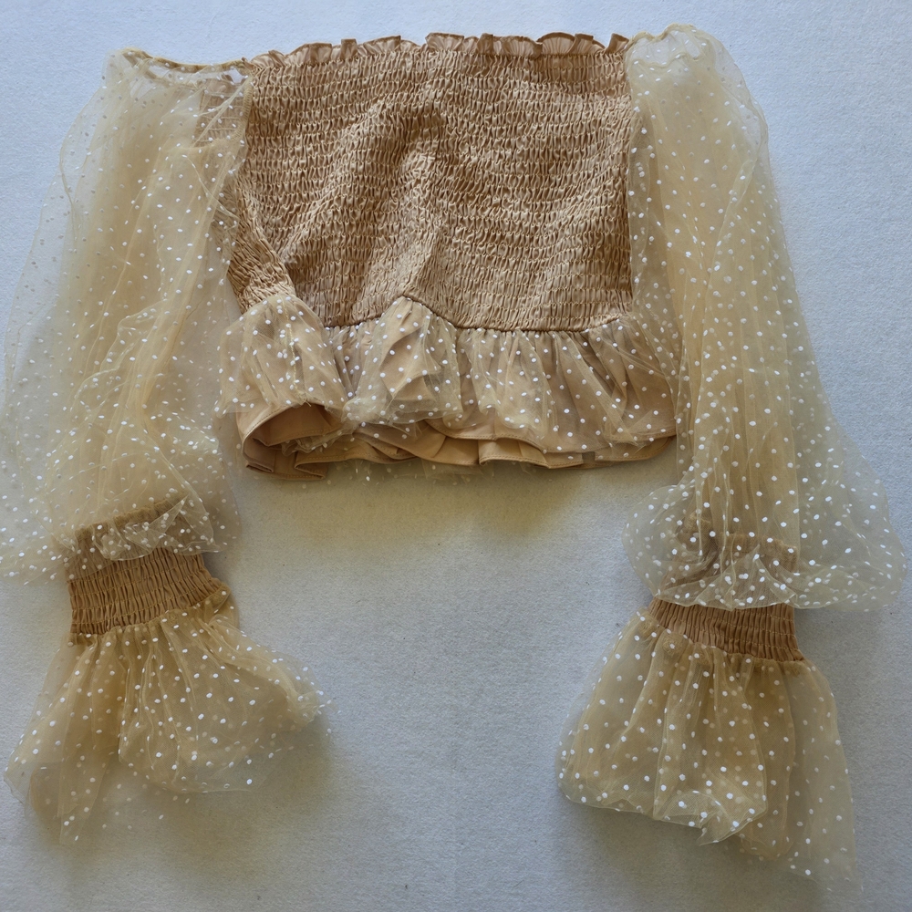 Peach Smocked Off-Shoulder Top